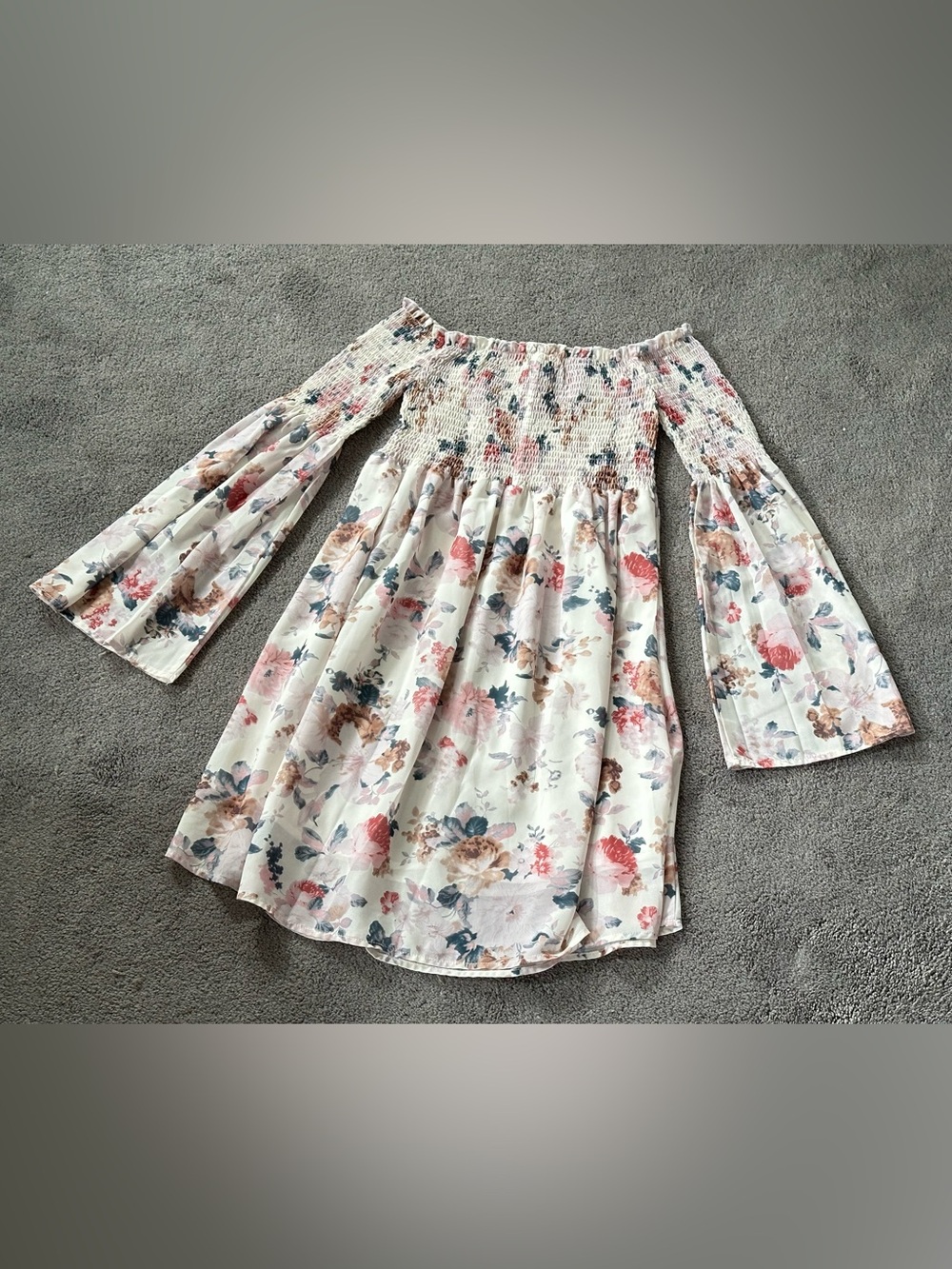 Off-Shoulder Floral Smocked Dress On Cinema at the Cinema Wendy Kirby Cosplay